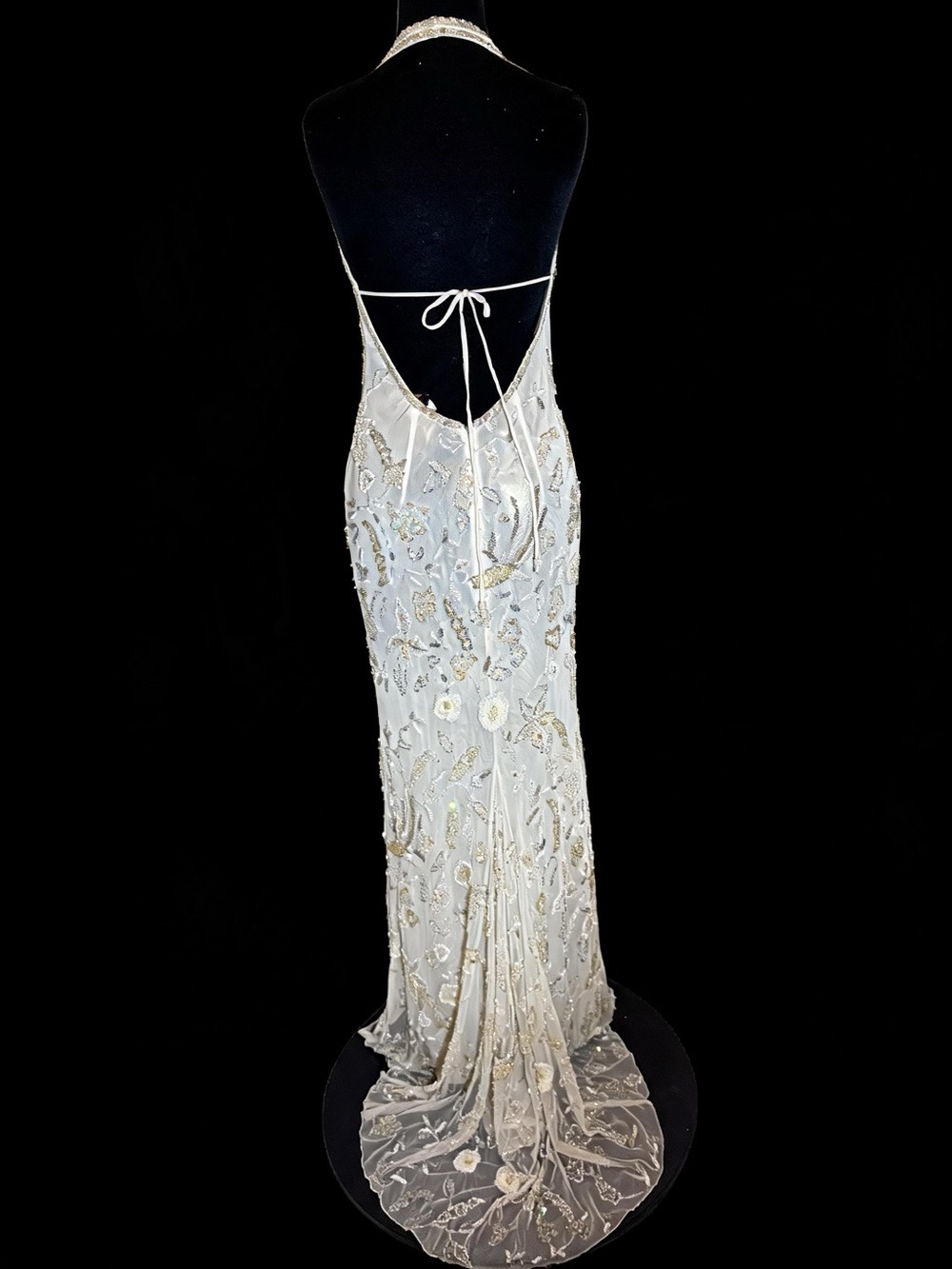 Ivory Halter hand beaded, and embroidered Attitudes by Debra Gown. STUNNING!! - Picture 4 of 14